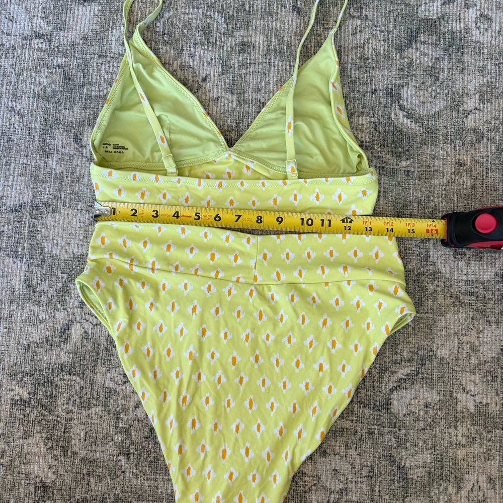 Aerie Bikini Set Yellow Patterned Boho Western Crossover Colorful Summer Swim - Picture 6 of 9